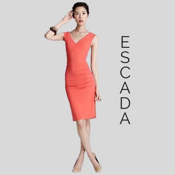 Escada Dresses & Skirts - Gorgeous Coral Escada Form Fitting Sleeveless Dress EUC